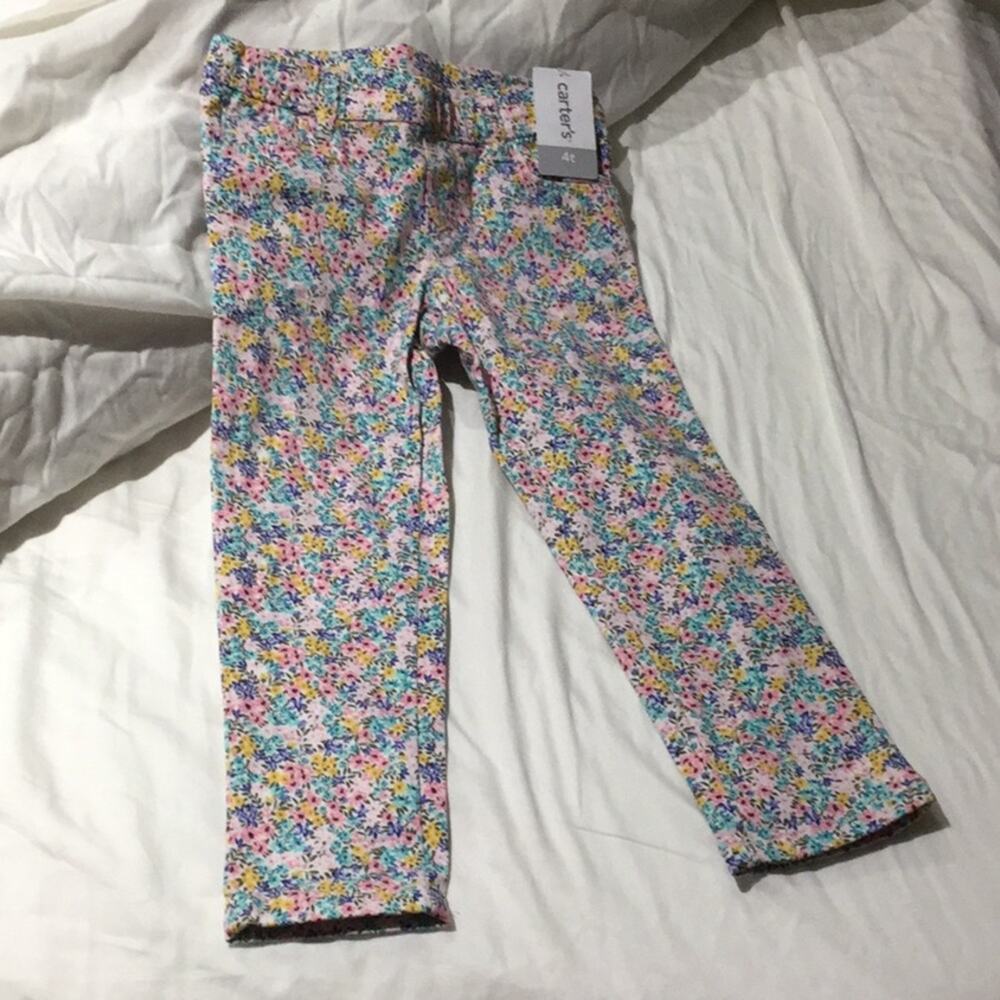 Carters 4T floral cotton spandex pull-on pant NWT